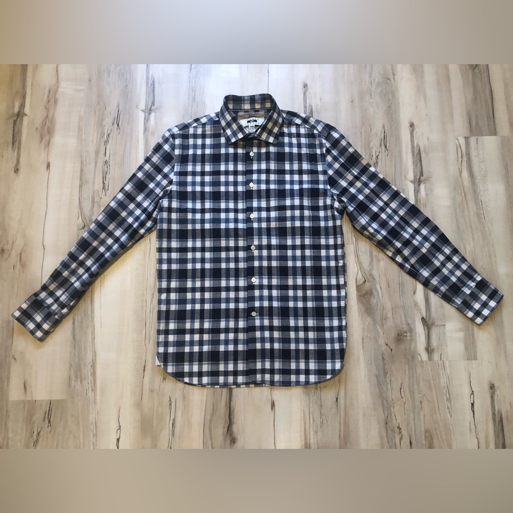 ✨$13 Clear Out ✨ Joseph Abboud Plaid Shirt 100% Cotton Modern Fit Blue and White